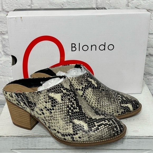New Blondo Norwich Natural Snake Leather Mules - Picture 4 of 16